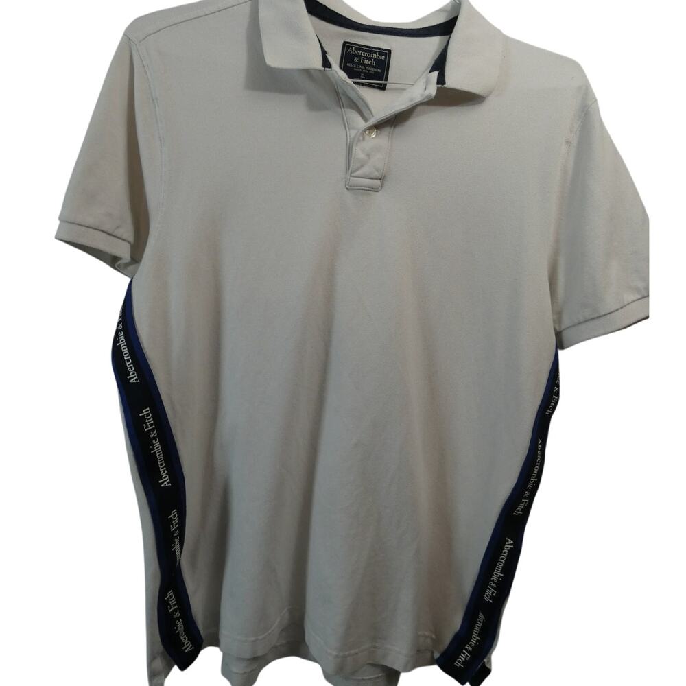 Abercrombie & Fitch Men's XL Polo Logo Shirt White/Navy Preppy College Golf
